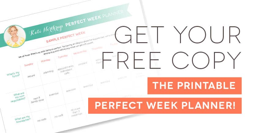 Kate Northrup's perfect week planner. This planner is how I plan our my week allowing me to get everything done. Click Here to Download